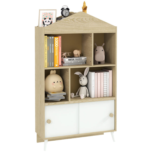 Libreria per Bambini con Ripiani Aperti e Armadietto 80x30x140,5 cm Bianco e color Legno online