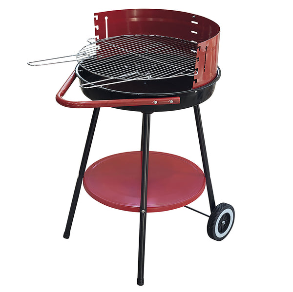 acquista Barbecue a Carbone Carbonella Rotondo Ø51x84,5 cm con Vassoio in Acciaio al Carbonio Rosso