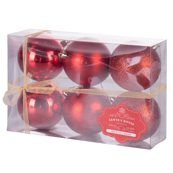 sconto Set 6 Palle di Natale Ø6 cm in Plastica Rosso