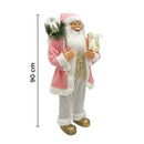 Babbo Natale Abito Rosa e Bianco H90 cm con Suoni