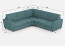 Divano Angolare 5 Posti 228x228x85 cm Yasel in Tessuto Petrolio