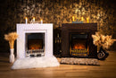 Camino Elettrico da Pavimento 85x95x30 cm Effetto Fiamma 2000W Arthur & Galileo Silver Bianco