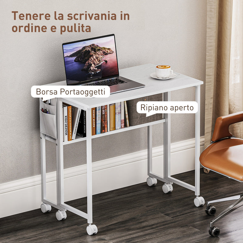 Scrivania Pieghevole DUPI PRACTIC – 100x50 Cm, Struttura Metallica Bianca