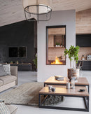 Camino a Bioetanolo da Incasso 83,5x163,5x35 cm Bifacciale 2 Side 1600 Slim Verticale Nero con Vetro