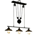 Lampada da Soffitto 3 Paralumi E27 in Metallo 90x22x180 cm  Nero