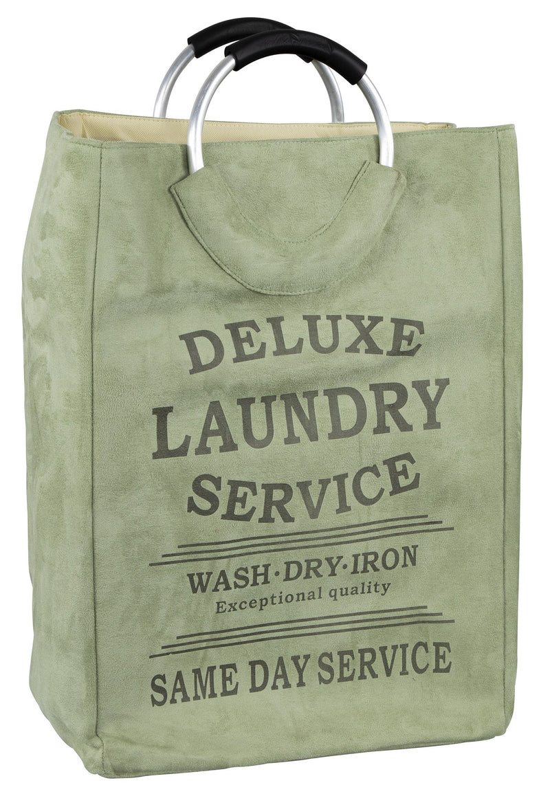 Borsa Portabiancheria con Manici 66x25x38 cm in Tessuto effetto Scamoscio Salvia