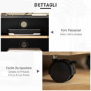 Mobile Porta TV fino 42"con Ruote e Freni Armadietto e Ripiano Regolabile 80x45x41 cm in Legno Nero