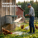 Nido per Galline Ovaiole 54,5x42,5x35,5 cm a 2 Aree con Base Rialzata Tetto e Fori di Ventilazione in Acciaio Argento      