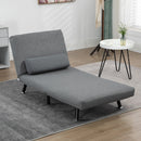 Poltrona Letto Reclinabile in 5 Posizioni 75x70x75 cm in Tessuto Effetto Lino e Acciaio Grigio      