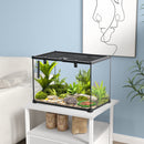 Terrario per Rettili Coperchio Scorrevole con Griglia Metallica e Termometro 50x30x35 cm in Vetro e Metallo Nero 