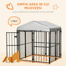 Recinto per Cani di Piccola e Media Taglia 122x122x138 cm con Tettuccio in Acciaio Nero