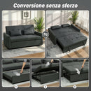 Divano 2 Posti 160x85x85 cm Convertibile in Divano Letto Clic Clac con 2 Cuscini in Tessuto Grigio Scuro      