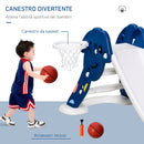 Scivolo per Bambini 146x68x68 cm con Canestro e Pallone Basket  Blu e Bianco