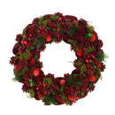 Coroncina con pigne rosso cm Ø30