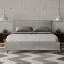 Letto Matrimoniale Giroletto con Alzata Comoda Imbottito in Tessuto Labirinto Adele Grigio Varie Misure