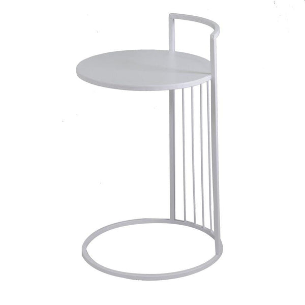 Tavolino Rotondo Ø38xh54/65 cm in Metallo Bianco sconto