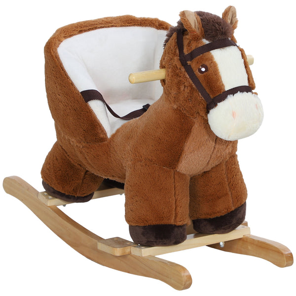 Cavallo a Dondolo per Bambini in Legno e Peluche Cavallo Marrone prezzo