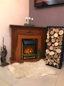 Camino Elettrico da Pavimento 103,5x110x30 cm Effetto Fiamma 2000W Napoli & Meridian Noce