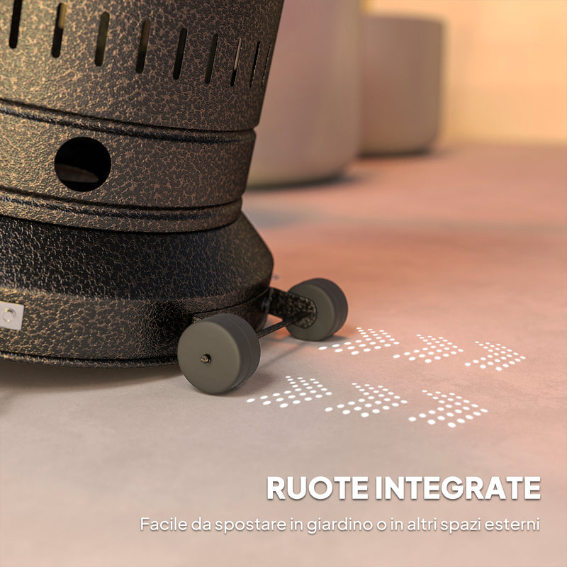 Stufa a Fungo a Gas Propano 82x82x223 cm Accensione Piezoelettrica e Spegnimento Automatico Marrone Scuro      