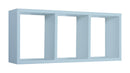 Mensola Rettangolare 3 Scomparti da Parete 70x30x15.5 cm in Fibra di Legno Tristano Blu Baltico