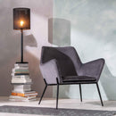 Poltrona 71,5x54xH70 cm in Velluto Gin Antracite e Nero