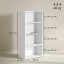 Mobile Libreria a 4 Ripiani 60x24x115,5 cm Scaffali regolabili in Legno Bianco  