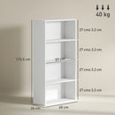 Mobile Libreria a 4 Ripiani 60x24x115,5 cm Scaffali regolabili in Legno Bianco  