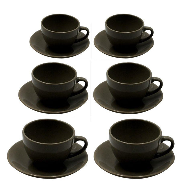 Set 6 Tazzine da Caffè con Piattino 8x7xh5 cm in Gres Porcellanato Romeo Tortora sconto