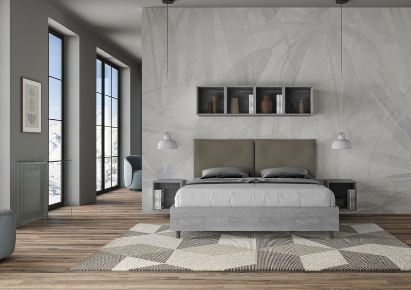 Letto Matrimoniale Struttura Cemento con Cuscini in Similpelle Egos Appia Cappuccino Varie Misure