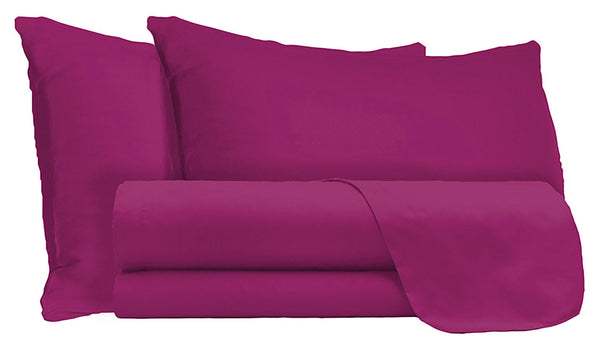 prezzo Set Lenzuola Matrimonale Sopra Sotto e Federe Tinta Unita Fucsia