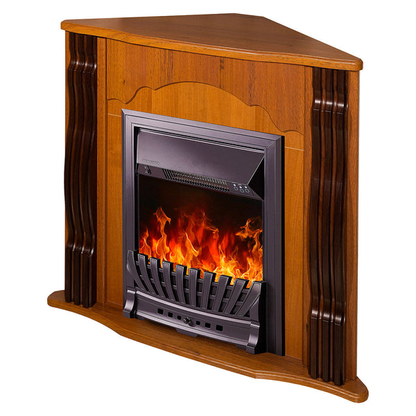 online Camino Elettrico da Pavimento ad Angolo 88,2x95x47,3 cm Effetto Fiamma 2000W Clasic & Pluton Noce