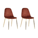 Set 4 Sedie Imbottite 44x55x86 cm in Velluto Bronzo e Oro