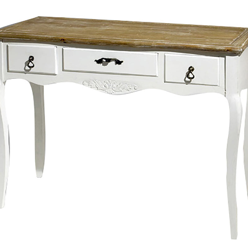 Tavolo Consolle in Legno 3 Cassetti 108x48x80cm Country Bianca