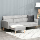 Divano Letto Angolare 207x107x60,5 cm con Penisola in Legno e Tessuto Grigio Chiaro