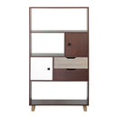 Libreria 3 Ripiani 2 Ante 2 Cassetti 154x40x74,50 cm in Legno Melaminico Rovere e Bianco