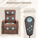 Poltrona Relax Alzapersona 8 Punti Massaggio Reclinazione a 135° e 2 Telecomandi Marrone  