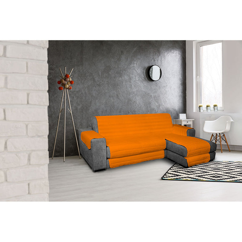 Copridivano Trapuntato in Microfibra con Penisola Destra Arancio