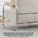 Divano 3 Posti Moderno 174x75x76 cm Rivestito in Ciniglia Struttura in Acciaio Beige      