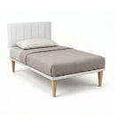 Letto Singolo con Rete Rivestita Similpelle Bianco Tessis Testata Vertical Varie Misure