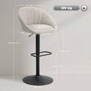 Set 2 Sgabelli da Bar 53,5x46x103 cm con Altezza Regolabile e Seduta Girevole in Tessuto Beige      