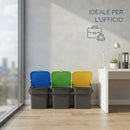 Set 3 Pattumiere 18 L con Apertura Push 32x29x34 cm per Raccolta Differenziata in Plastica Grigio Antracite      
