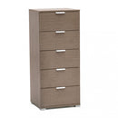 Mobiletto 5 Cassetti Rovere Grigio 45x38x103 h cm in Truciolare bilaminato Rovere grigio