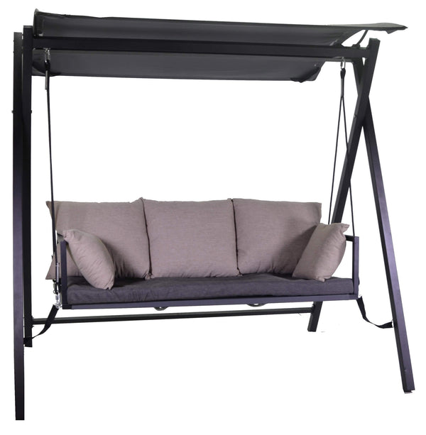 prezzo Dondolo 3 Posti da Giardino 209x133x196 cm in Metallo Delaware Nero