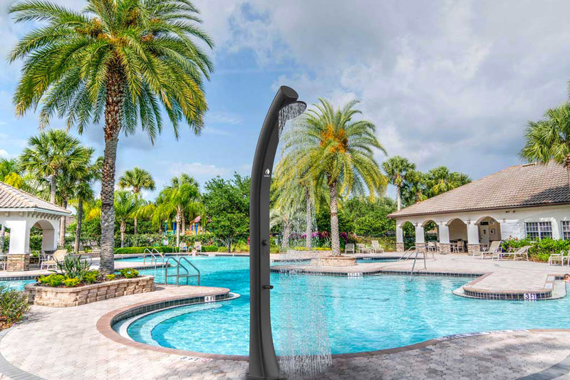 Doccia Solare da Giardino 40L Miscelatore e Lavapiedi Sined Sole Nera