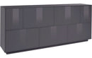 Credenza 7 Ante 200x41,4x86 cm Bloom Grigio Antracite Laccato Lucido
