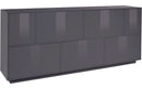 Credenza 7 Ante 200x41,4x86 cm Bloom Grigio Antracite Laccato Lucido