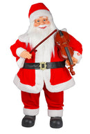 Pupazzo Babbo Natale H80 cm con Violino Luci e Suoni Rosso