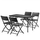 Set Tavolo e 4 Sedie Pieghevole Arredo Giardino in Polyrattan Nero      