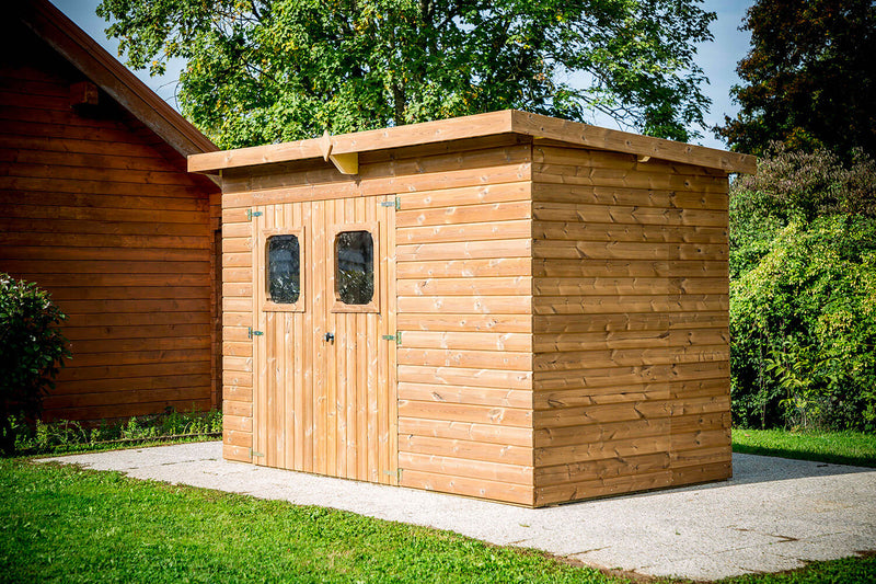 Casetta Box da Giardino 2,76x1,8 m Senza Pavimento in Legno Picea Massello 19mm Tetto a Lastre Theora