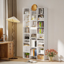 Libreria Moderna 89,5x23,5x181 cm con 21 Scomparti e 10 Ripiani Regolabili in Legno Bianco      